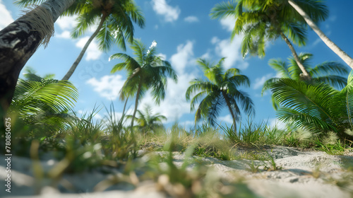 Wallpaper Mural Tropical Palm Trees Against a Sunny Blue Sky Torontodigital.ca