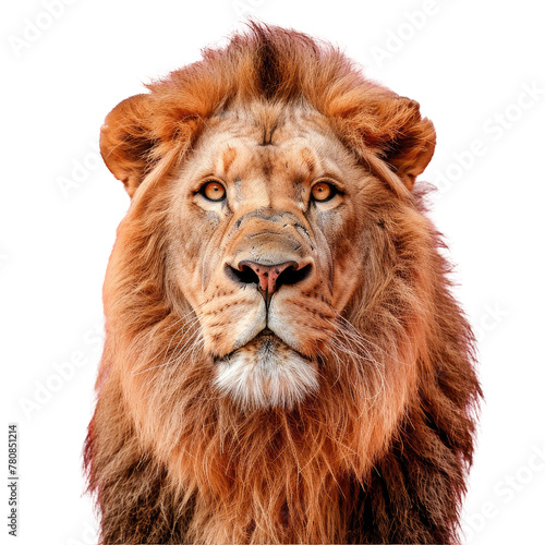 Fototapeta Naklejka Na Ścianę i Meble -  Closeup of a Masai lions carnivorous face with whiskers on a transparent background on a transparent background