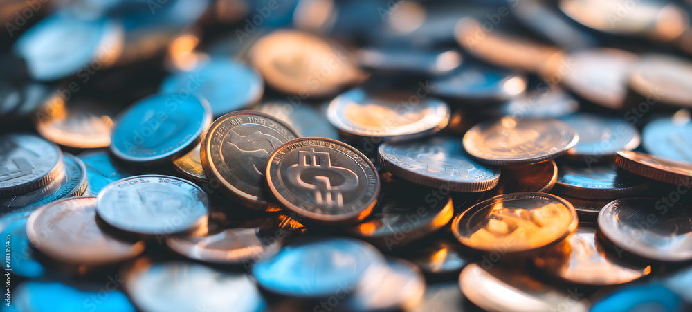 Glowing Bokeh Lights with Stacked Coins in a Financial Concept Glowing Bokeh Lights with Stacked Coins in a Financial Concept