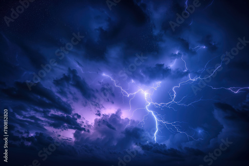 Wallpaper Mural During thunderstorms, sky is reflected by bright lightning at night AI Generative Torontodigital.ca