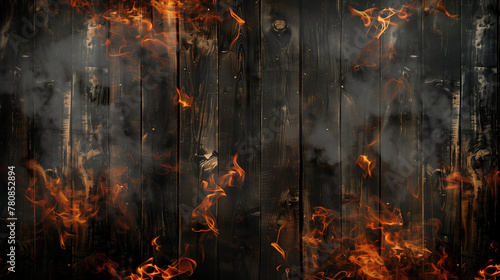 Flaming wooden planks, background