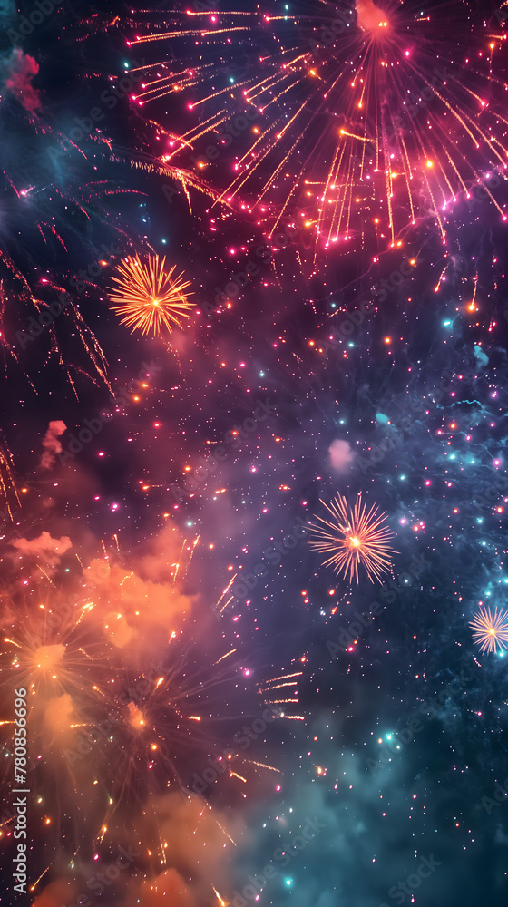 Fototapeta premium Dazzling Fireworks Display Illuminating the Night Sky with Vivid Colors