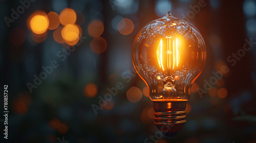 Technology light bulb in the dark background
