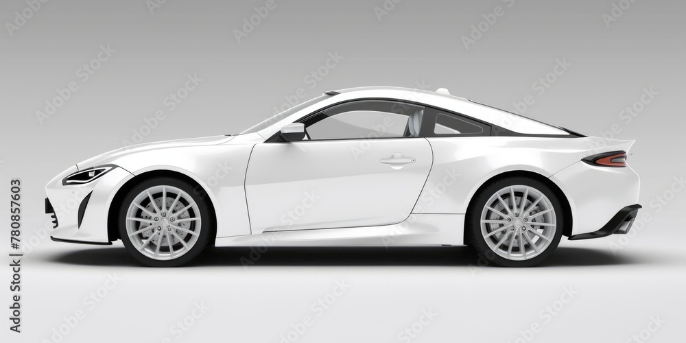 A sleek white sports car against a neutral gray backdrop. Ideal for automotive or luxury lifestyle concepts