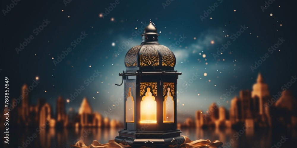 A lantern is lit up in the night sky, surrounded by a cityscape. The lantern is the main focus of the image, and it creates a warm and inviting atmosphere. The cityscape in the background adds depth A lantern is lit up in the night sky, surrounded by a cityscape. The lantern is the main focus of the image, and it creates a warm and inviting atmosphere. The cityscape in the background adds depth