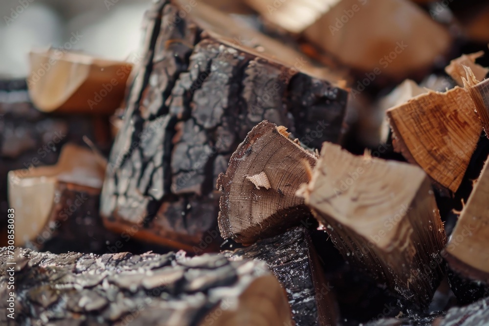 A pile of wood sitting on top of a pile of logs. Suitable for outdoor and construction themes A pile of wood sitting on top of a pile of logs. Suitable for outdoor and construction themes