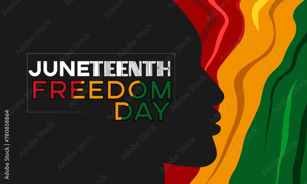 Juneteenth Freedom Day greeting banner background  card. USA Annual  holiday, African-American history and heritage day.