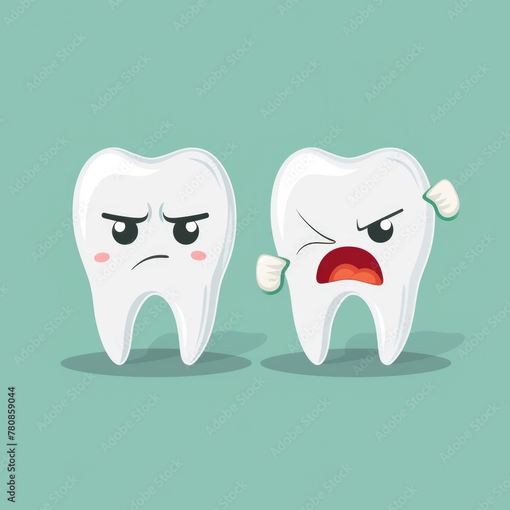 Two toothbrushes showing anger. Suitable for dental care concepts Two toothbrushes showing anger. Suitable for dental care concepts