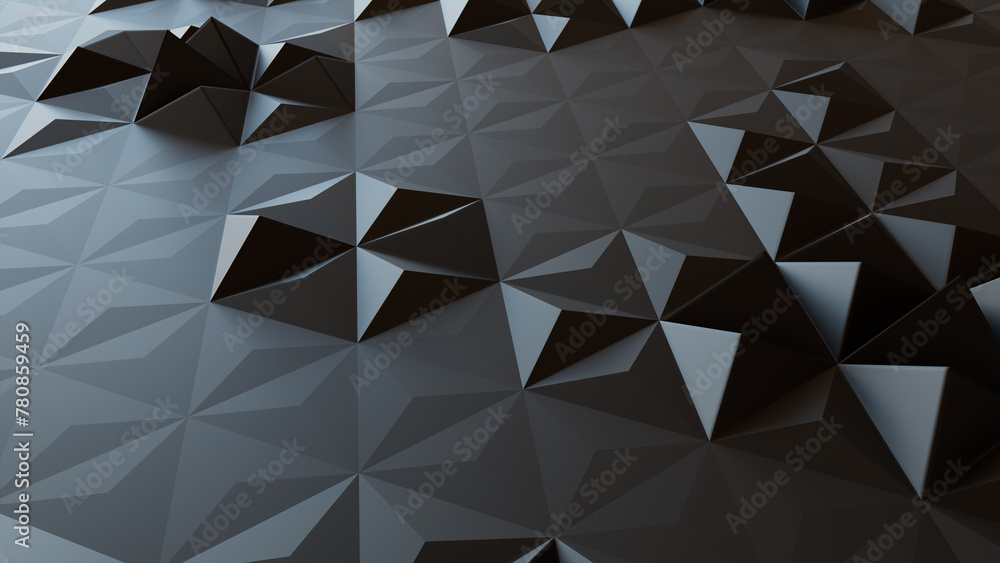 Black Three-Dimensional Surface with Triangular Pyramids. Futuristic ...