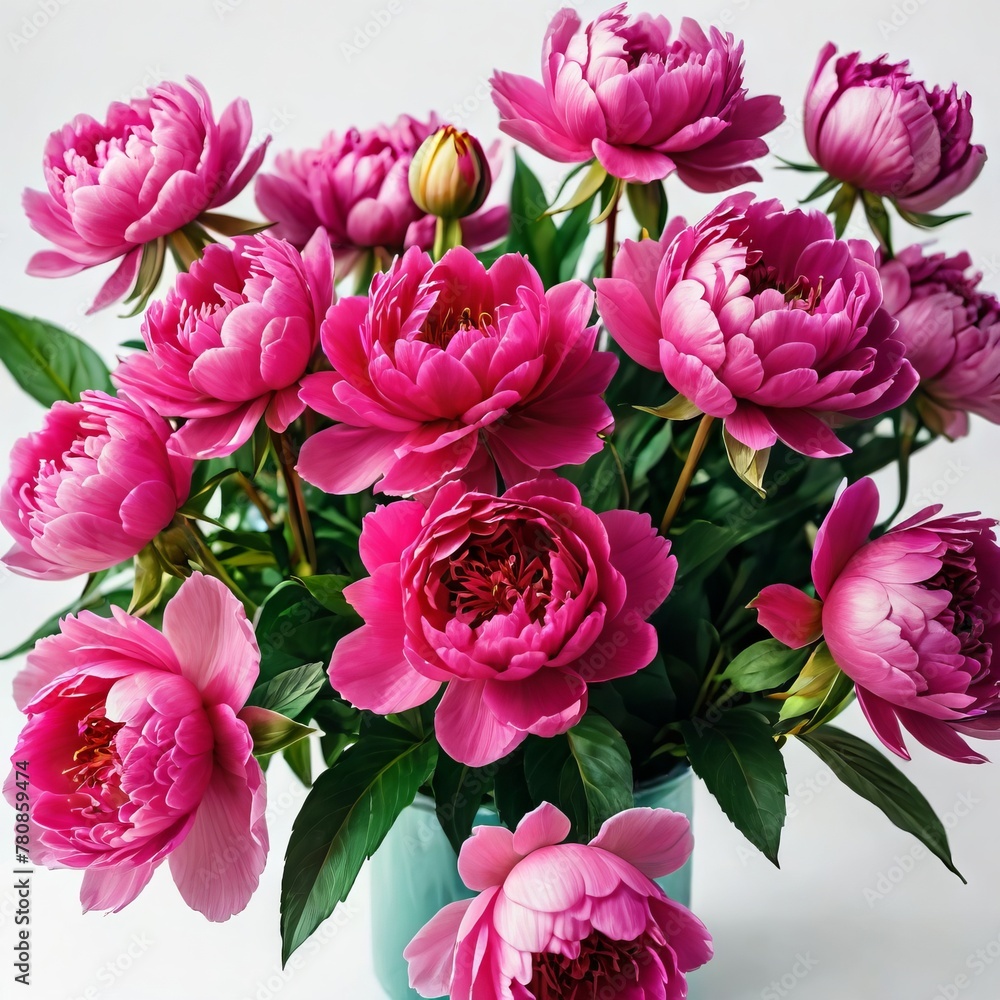 bouquet of  peony on white