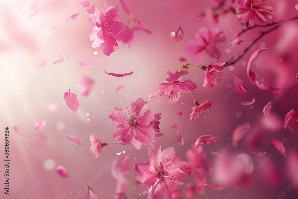 Pink flowers floating in the air, suitable for various designs Pink flowers floating in the air, suitable for various designs