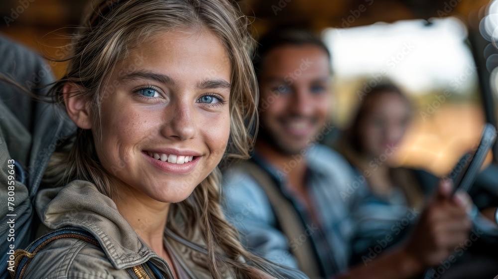 African Adventure: Radiant Caucasian Family Embarks on Safari with Smiles and Excitement African Adventure: Radiant Caucasian Family Embarks on Safari with Smiles and Excitement