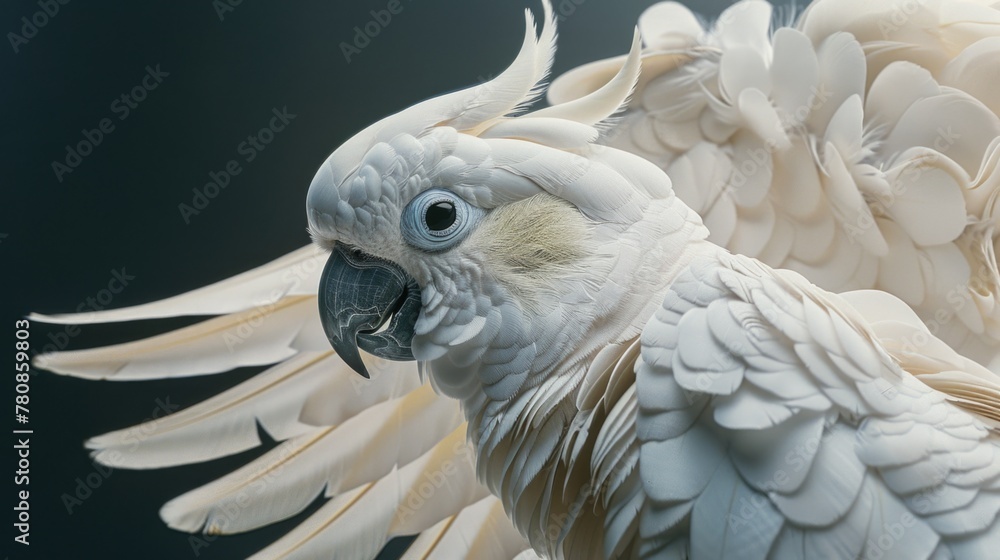 Obraz premium Close up of a parrot with its wings spread, suitable for various design projects