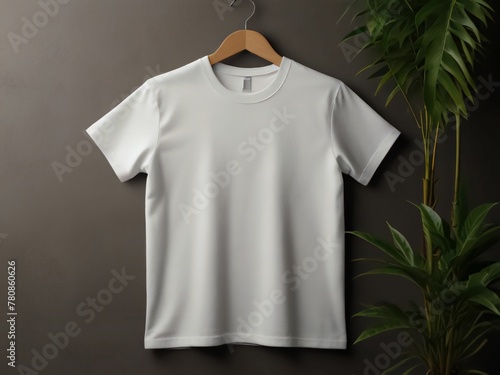 Image of a white color t-shirt with copy space.Ai Generative