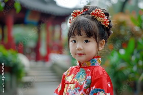 Adorable young girl in colorful attire, perfect for children's fashion campaigns