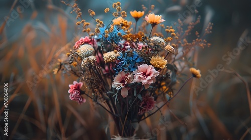 A bundle of dried flowers