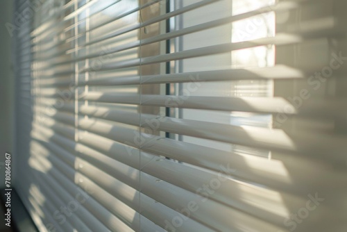 Close up view of window with blinds, perfect for interior design projects © Fotograf