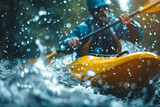 Capturing the rush as a kayaker tackles the wild rapids with vigor. - AI Generated