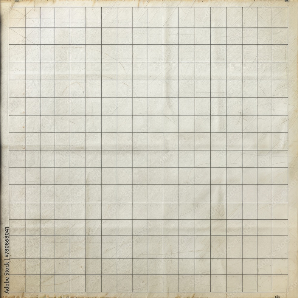 Blank grid paper texture with aged edges isolated on white background. Design template concept. Design for background, texture, educational material