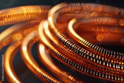 Detailed close up of gold colored wires  suitable for technology or industrial concepts