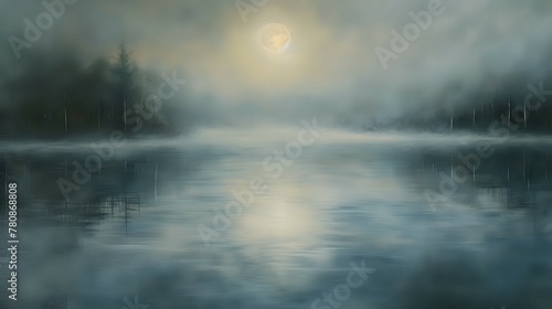 Enchanted Lake under Moonlight./n