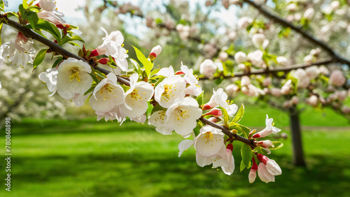 White cherry blossom  spring blurred background 