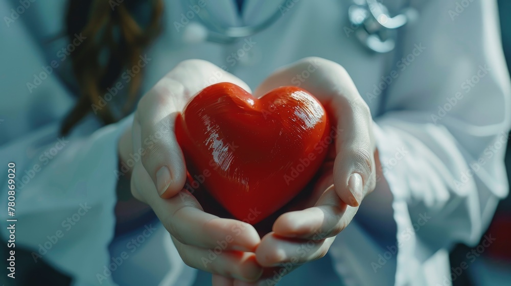 Person holding a red heart. Perfect for Valentine's Day designs Person holding a red heart. Perfect for Valentine's Day designs