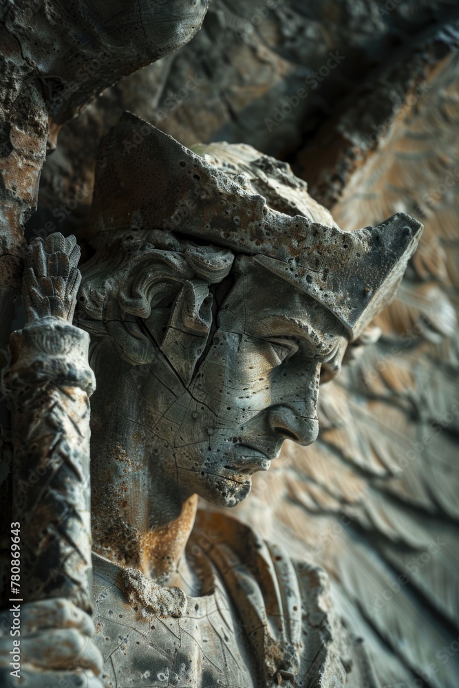 Fototapeta premium Detailed view of an angel statue, suitable for religious or memorial concepts