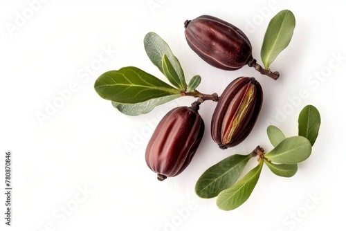 Isolated jojoba seeds on white background photo