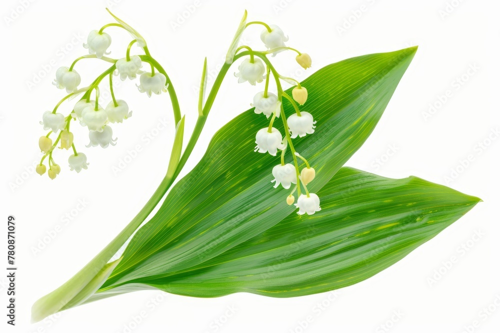 Fototapeta premium Isolated white lily of the valley with clipping path sweet fragrance perfume