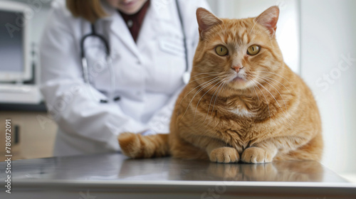 Veterinarian with red cat