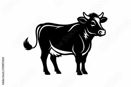 cow mascot logo silhouette black vector illustration