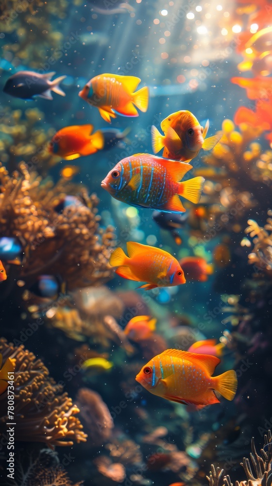 Colorful fish in the ocean,, generated with AI