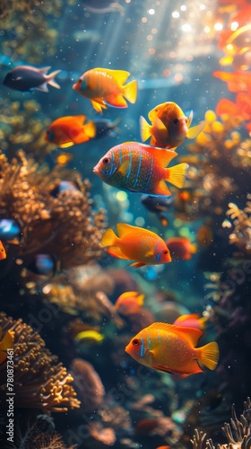Obraz na płótnie Colorful fish in the ocean,, generated with AI w salonie