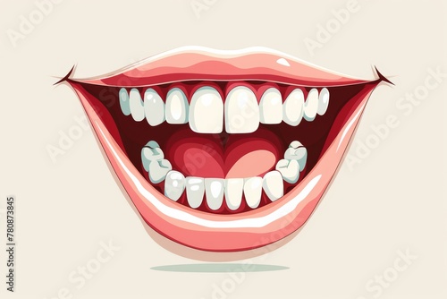 Flat illustration   dental care   happy cartoon smile face with big teeth   smiling   on white background   google   corporate illustration  generated with AI