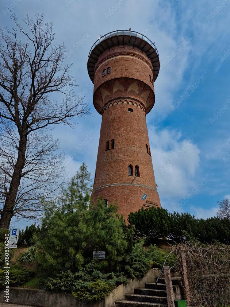 Gizycko, Poland April 20, 2023: water pressure tower in Gizycko. Poland