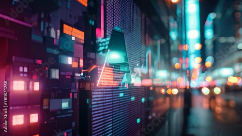 A city street illuminated by bright lights is packed with numerous vehicles, creating a bustling scene of heavy traffic at night, An abstract representation of a rising stock market, AI Generated photo