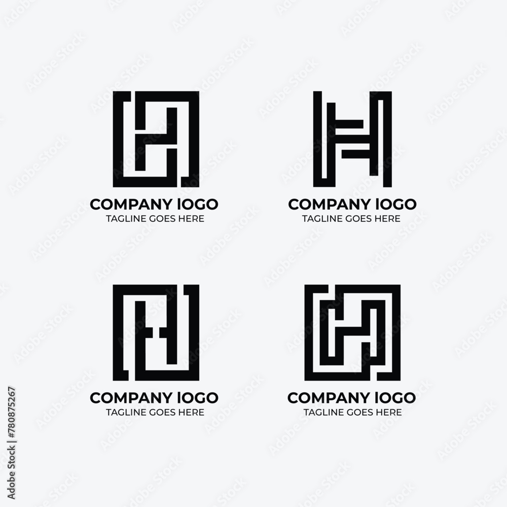 H logo set flat design template collection H logo set flat design template collection