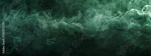 Dark green watercolor texture with black swirls, in the style of a matte paper background. Banner abstract background of green emerald marble surface. photo