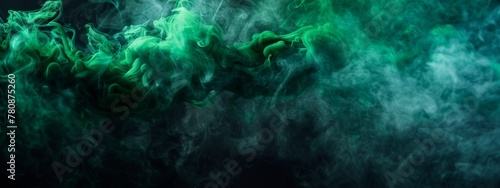 Dark green watercolor texture with black swirls, in the style of a matte paper background. Banner abstract background of green emerald marble surface. © MD Media