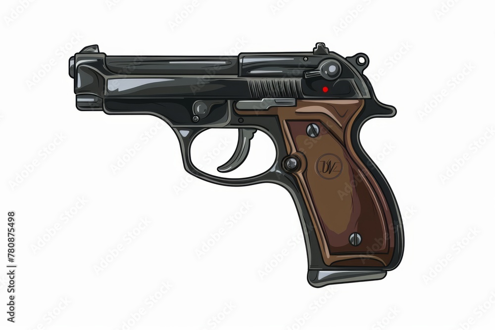 Simple cartoon gun illustration, white background, generated with AI ...