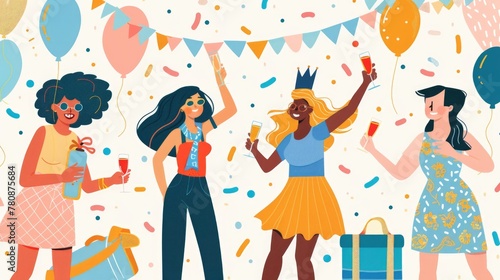 Wallpaper Mural A group of women are standing next to each other in this photograph. They appear to be chatting and smiling Torontodigital.ca