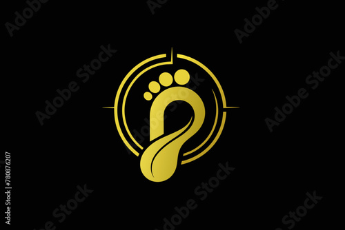 Design a high-quality, minimalist logo for Podolog, a podiatry-focused company, with gold as the primary color. It should adhere to the golden ratio, be easily animatable, and evoke inspiration  photo