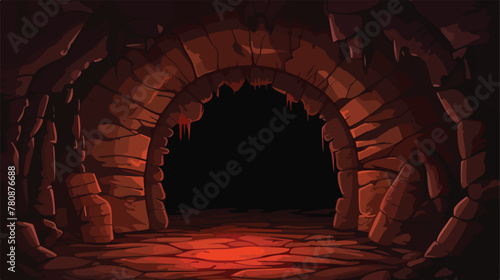 Abandoned castle cave for medieval game cartoon. Cr © Hyper