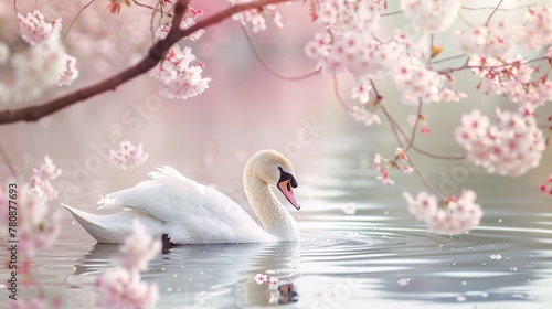 a graceful swan swimming in the lake