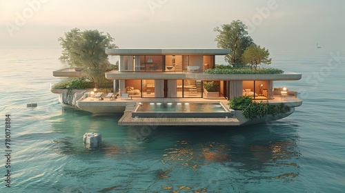 On a small island that disappears at high tide houses are built on retractable platforms that rise above the waves