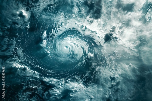 Top-down view of a hurricane revealing the massive scale and spiraling cloud bands