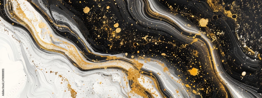 Black and gold flowing liquid in the style of marble texture on a white background, detailed and elegant. gold lines and iridescence, reminiscent of intricate black and white with flowing lines Black and gold flowing liquid in the style of marble texture on a white background, detailed and elegant. gold lines and iridescence, reminiscent of intricate black and white with flowing lines