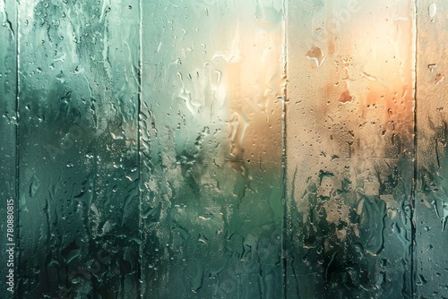 Raindrops on Frosted Glass Window. Generative AI