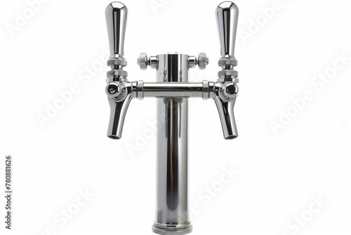 Plakat A chrome beer tap on a white background